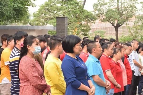 四月也要元氣滿滿！萬昌公司昨日召開全體動員晨會